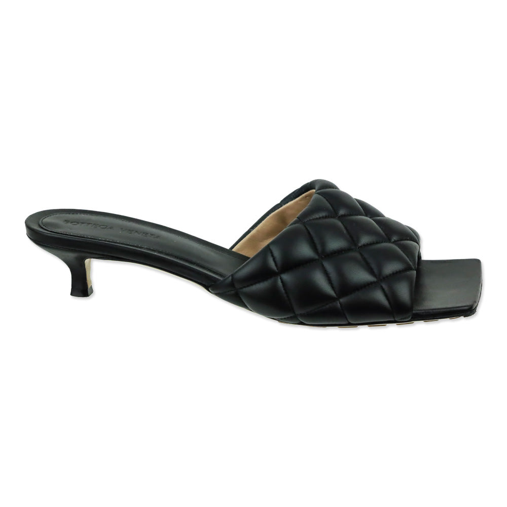 Bottega Veneta Black Leather Padded Mule Sandals