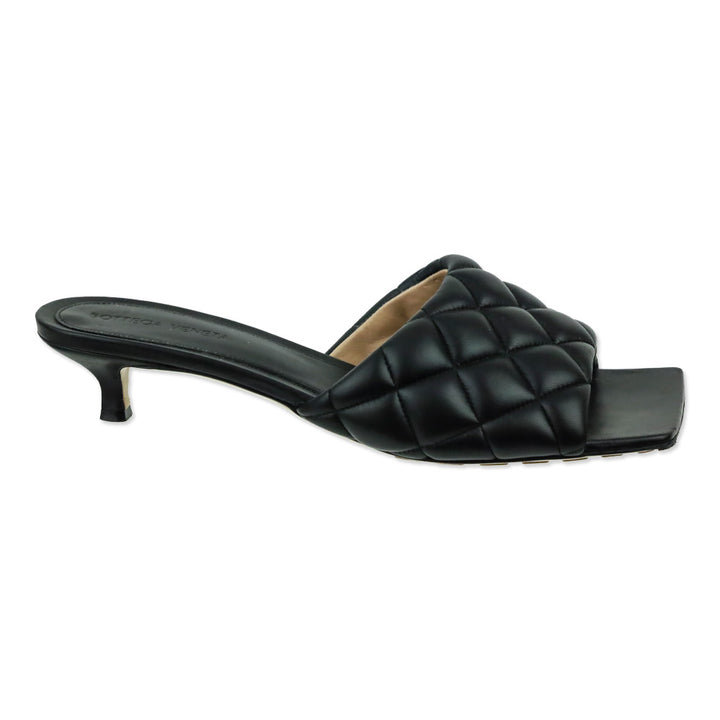 Bottega Veneta Black Leather Padded Mule Sandals