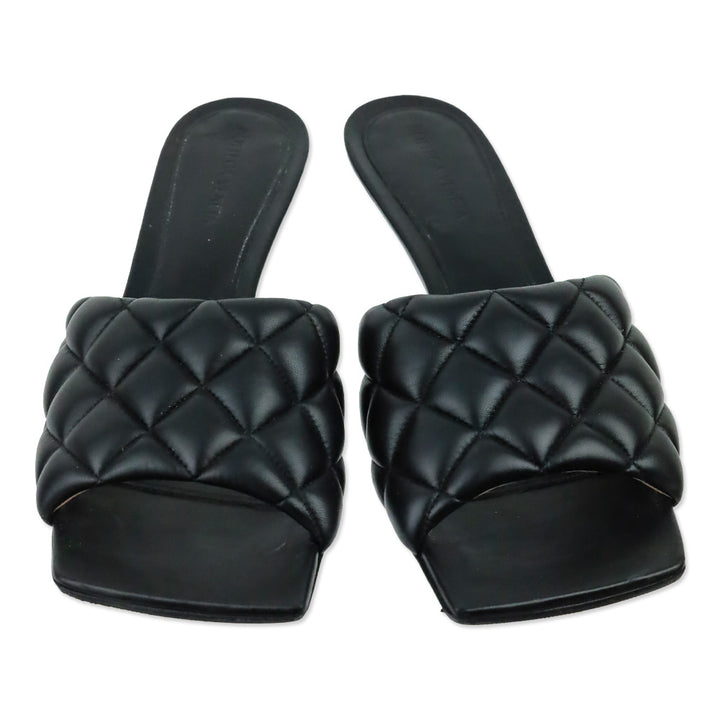 Bottega Veneta Black Leather Padded Mule Sandals