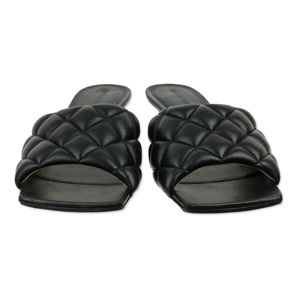 Bottega Veneta Black Leather Padded Mule Sandals
