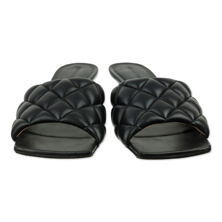 Bottega Veneta Black Leather Padded Mule Sandals