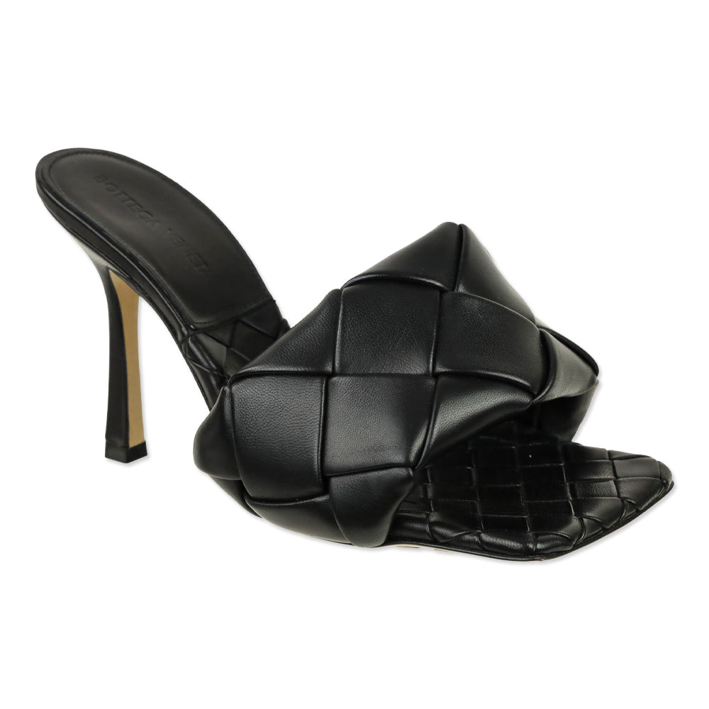 Bottega Veneta Black Lido Maxi Intrecciato Leather Mule Sandal