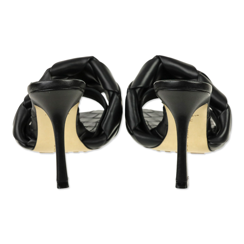 Bottega Veneta Black Lido Maxi Intrecciato Leather Mule Sandal