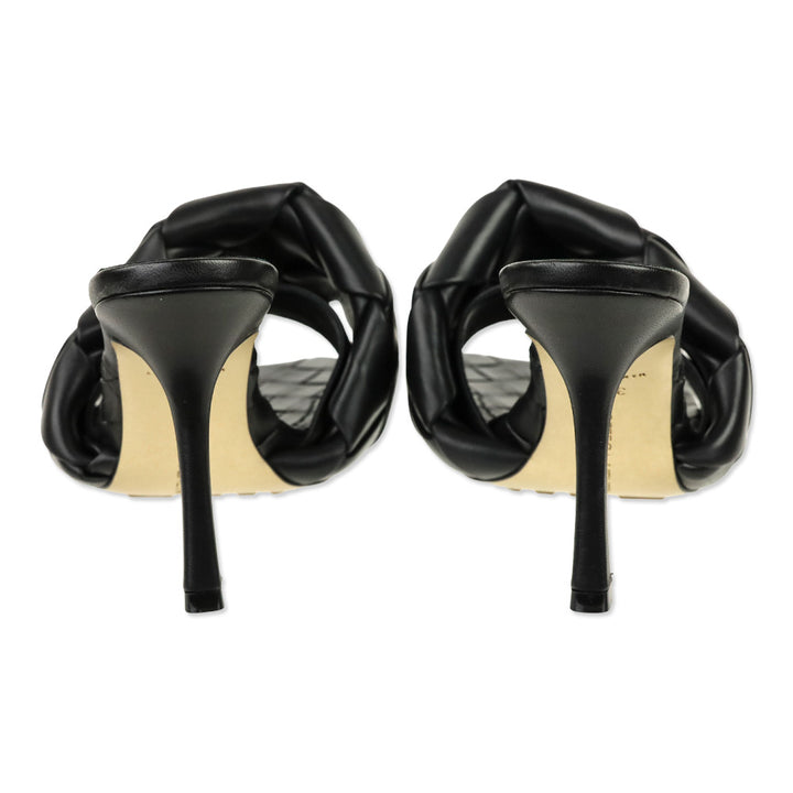 Bottega Veneta Black Lido Maxi Intrecciato Leather Mule Sandal