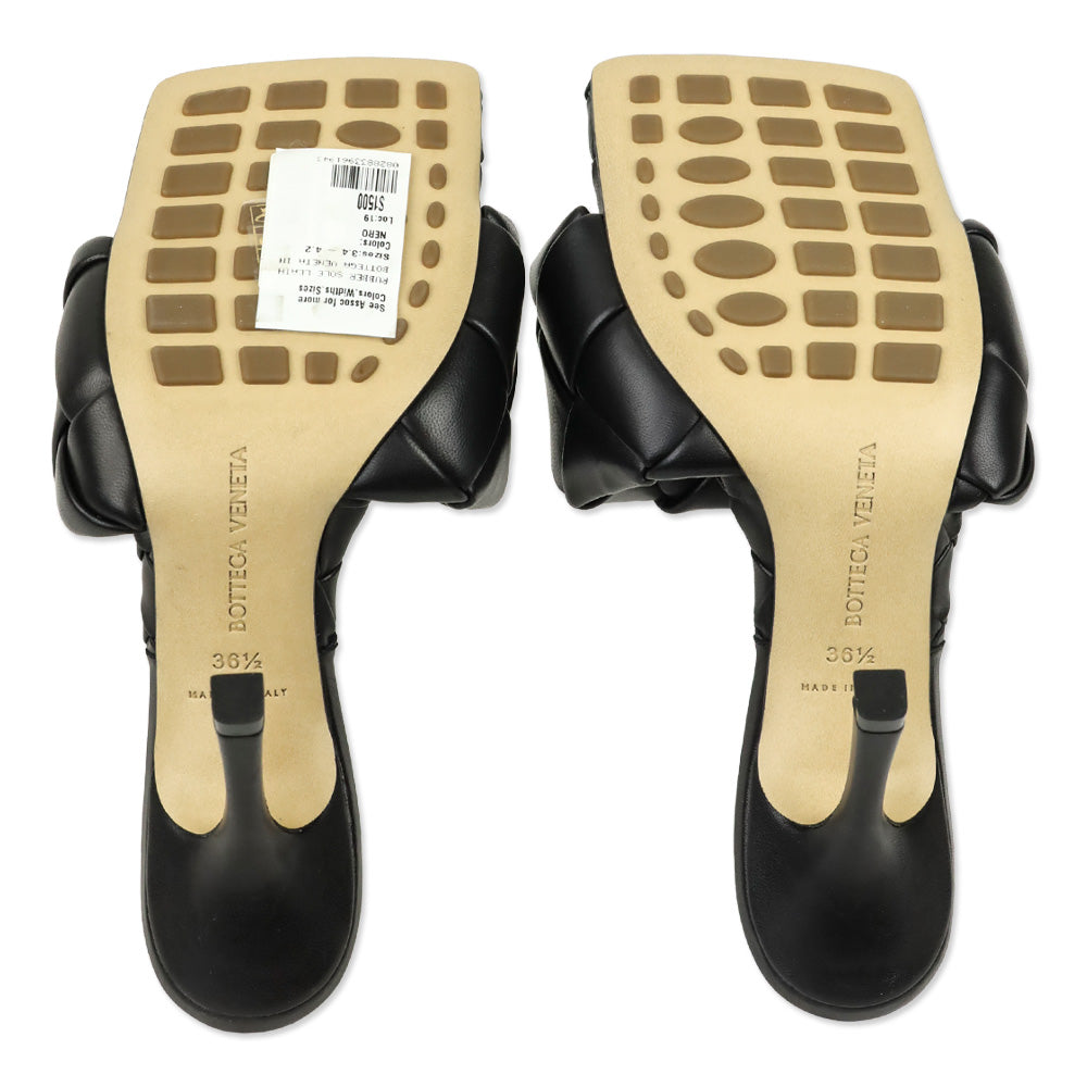 Bottega Veneta Black Lido Maxi Intrecciato Leather Mule Sandal