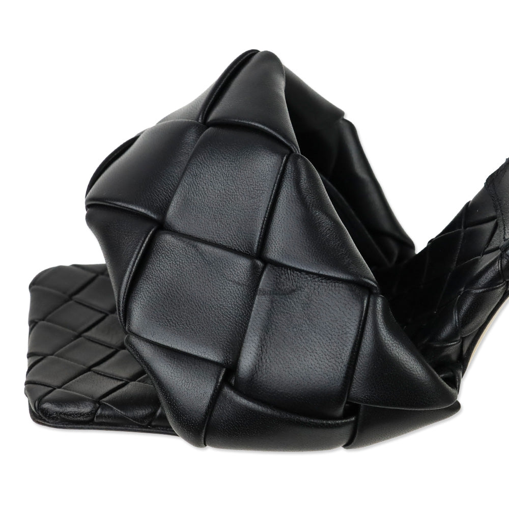 Bottega Veneta Black Lido Maxi Intrecciato Leather Mule Sandal