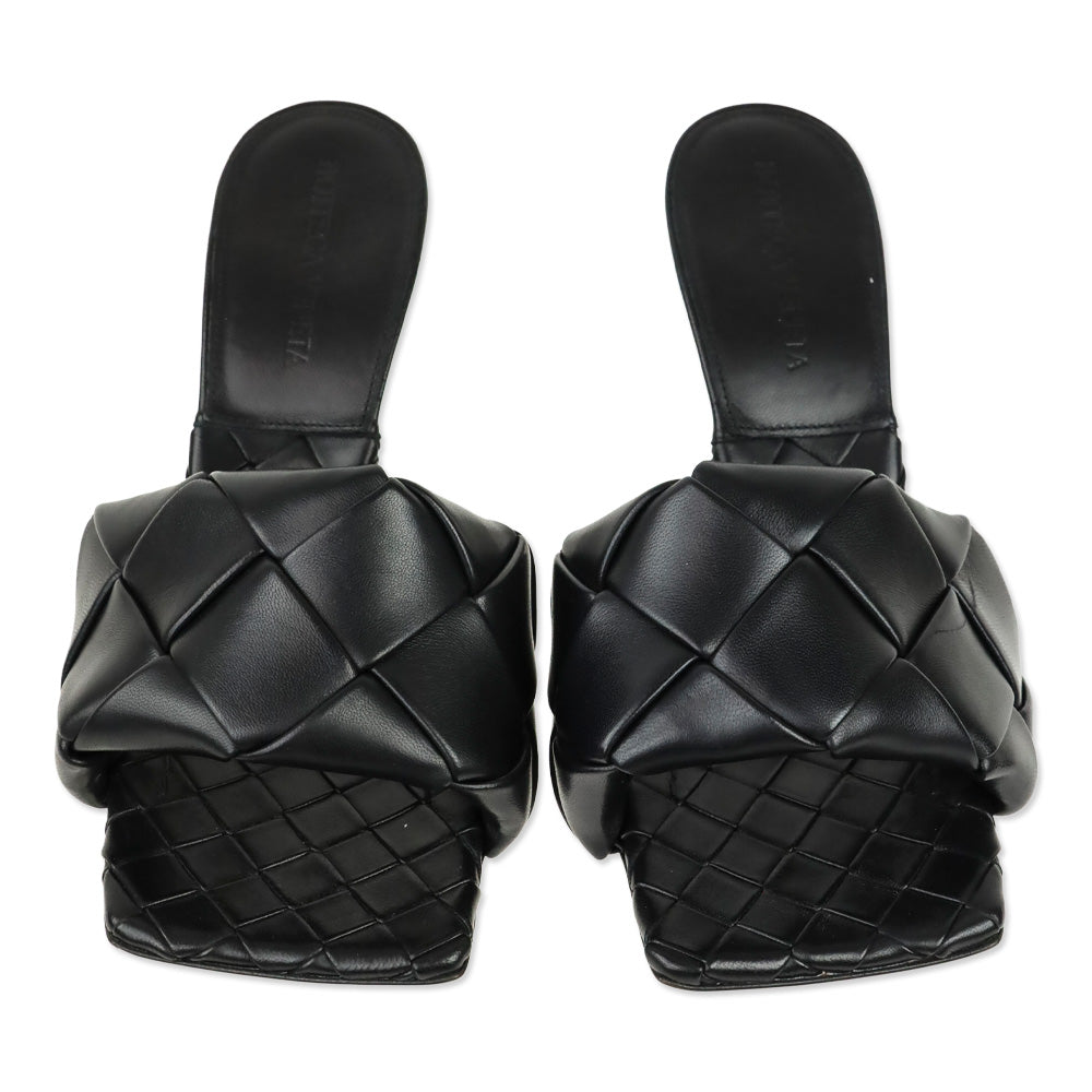 Bottega Veneta Black Lido Maxi Intrecciato Leather Mule Sandal