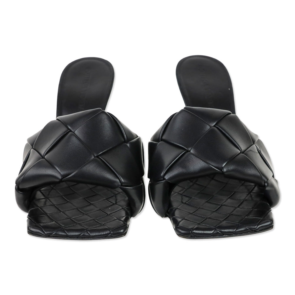 Bottega Veneta Black Lido Maxi Intrecciato Leather Mule Sandal