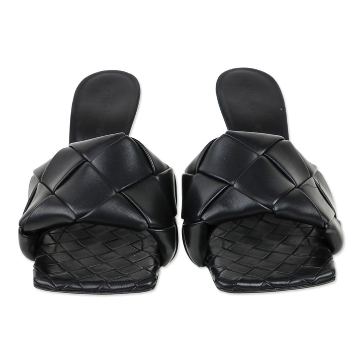 Bottega Veneta Black Lido Maxi Intrecciato Leather Mule Sandal