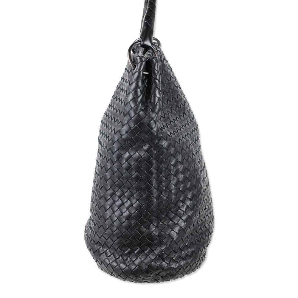 Bottega Veneta Black Nappa Intrecciato Bucket Bag