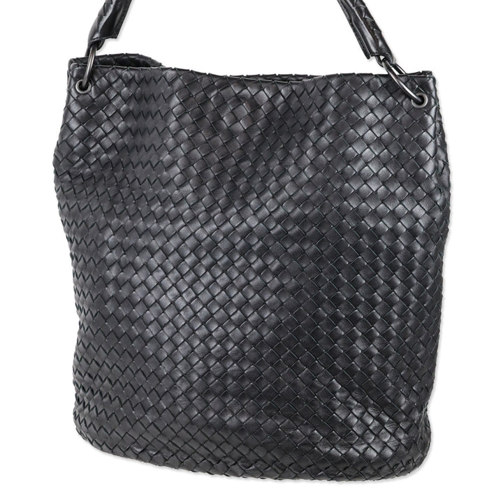 Bottega Veneta Black Nappa Intrecciato Bucket Bag