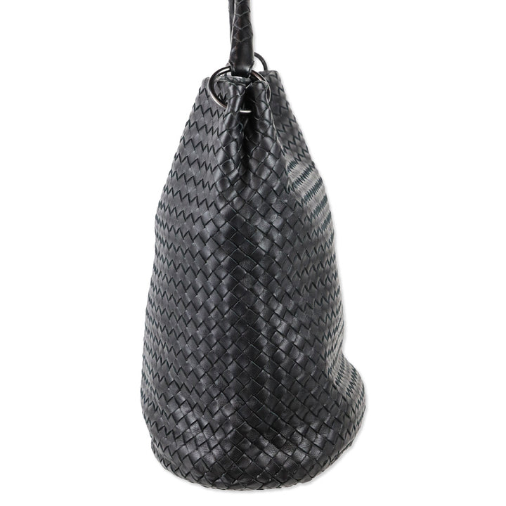 Bottega Veneta Black Nappa Intrecciato Bucket Bag