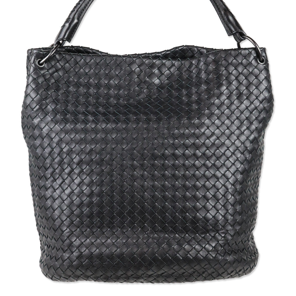 Bottega Veneta Black Nappa Intrecciato Bucket Bag