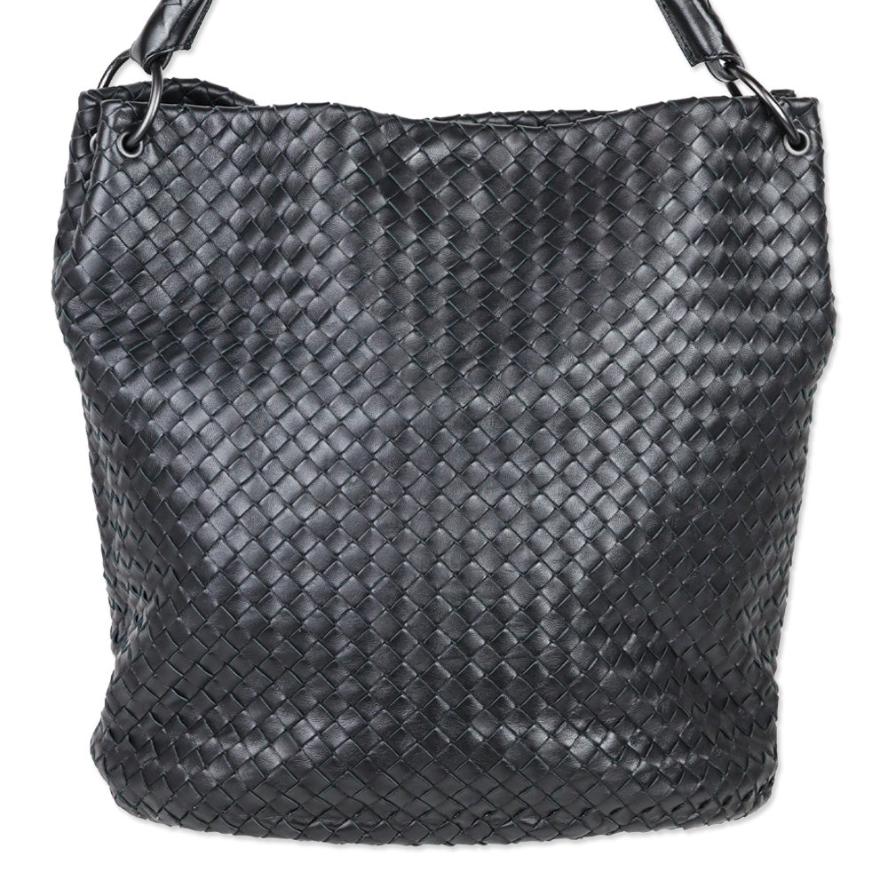 Bottega Veneta Black Nappa Intrecciato Bucket Bag