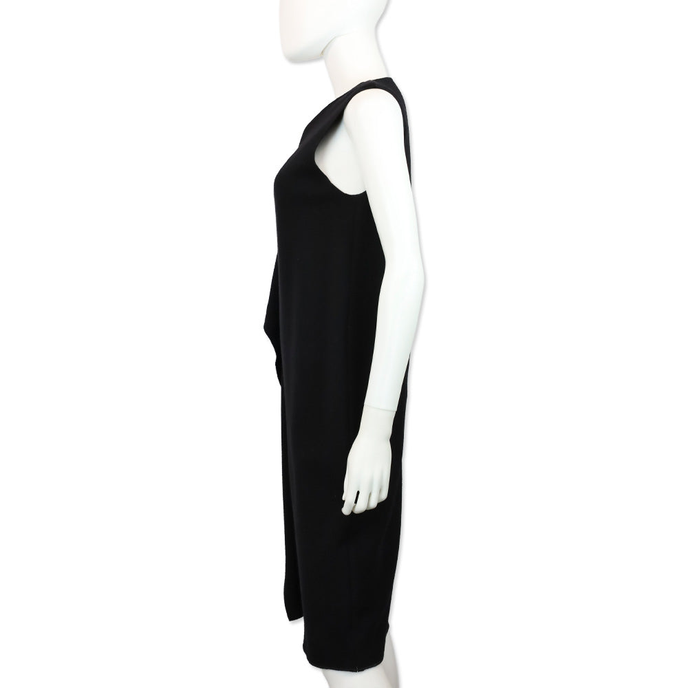 Bottega Veneta Black Wool Ruffle Accent Shift Dress