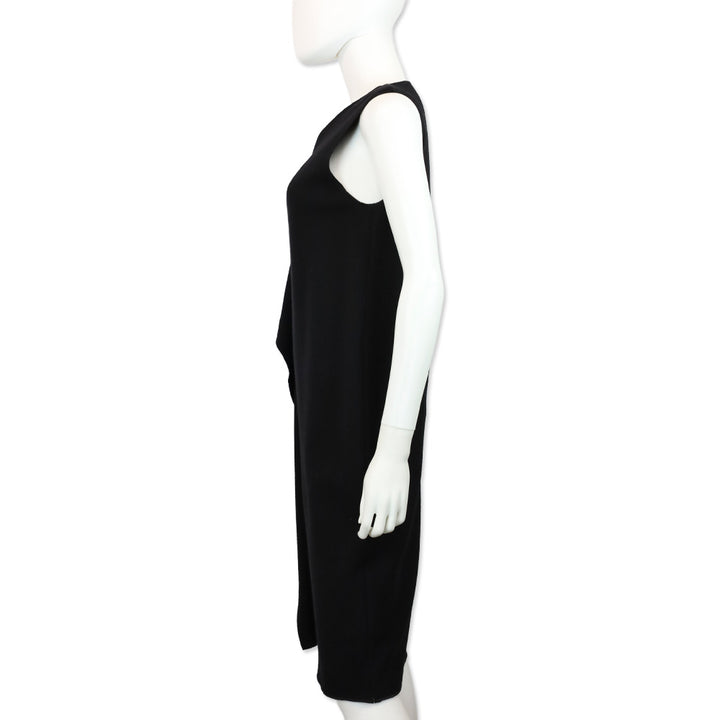 Bottega Veneta Black Wool Ruffle Accent Shift Dress