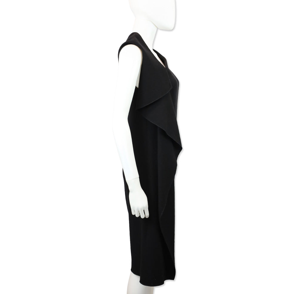 Bottega Veneta Black Wool Ruffle Accent Shift Dress