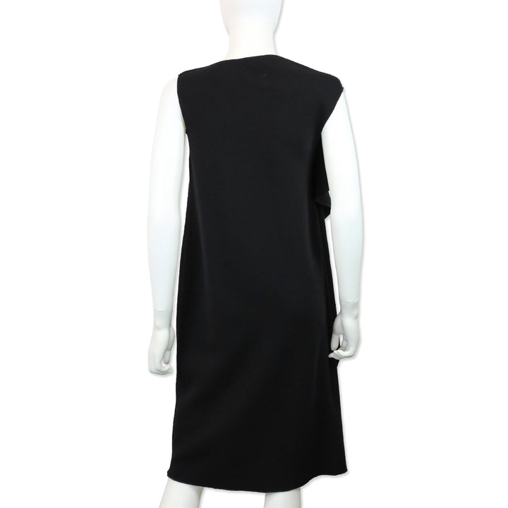 Bottega Veneta Black Wool Ruffle Accent Shift Dress