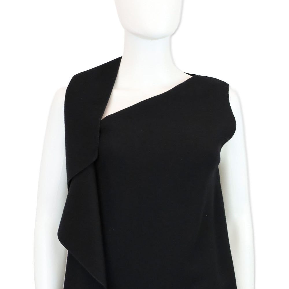 Bottega Veneta Black Wool Ruffle Accent Shift Dress