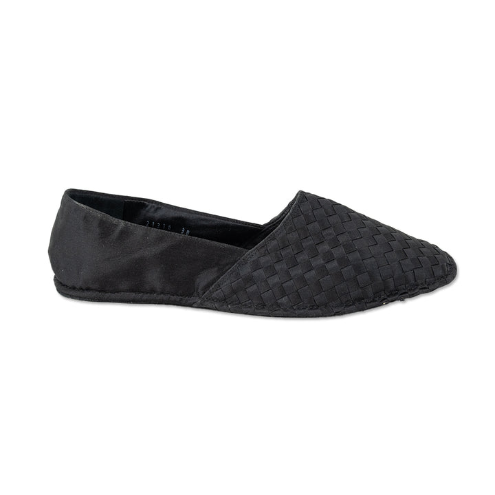 Bottega Veneta Black Woven Silk Slippers