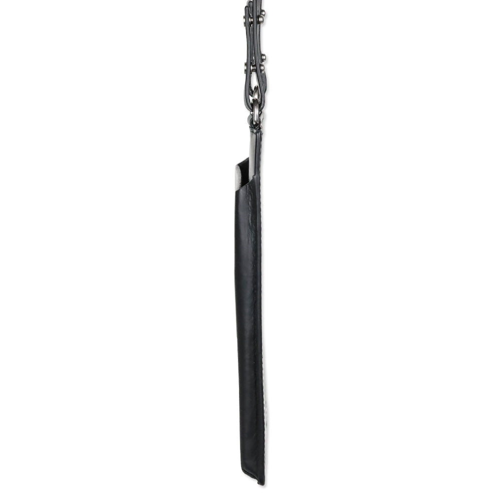 Bottega Veneta Black/Blue Calf Leather Perforated Paper Phone Case Card Lanyard