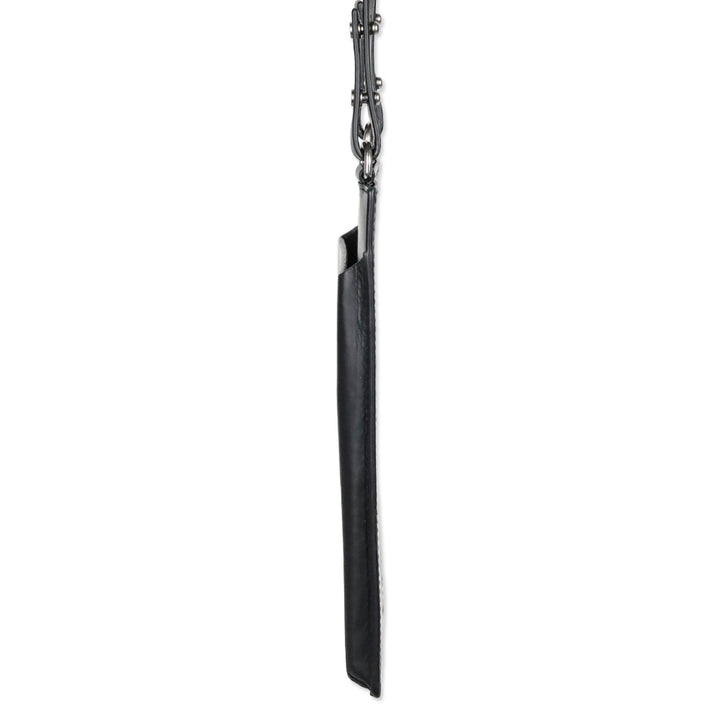 Bottega Veneta Black/Blue Calf Leather Perforated Paper Phone Case Card Lanyard