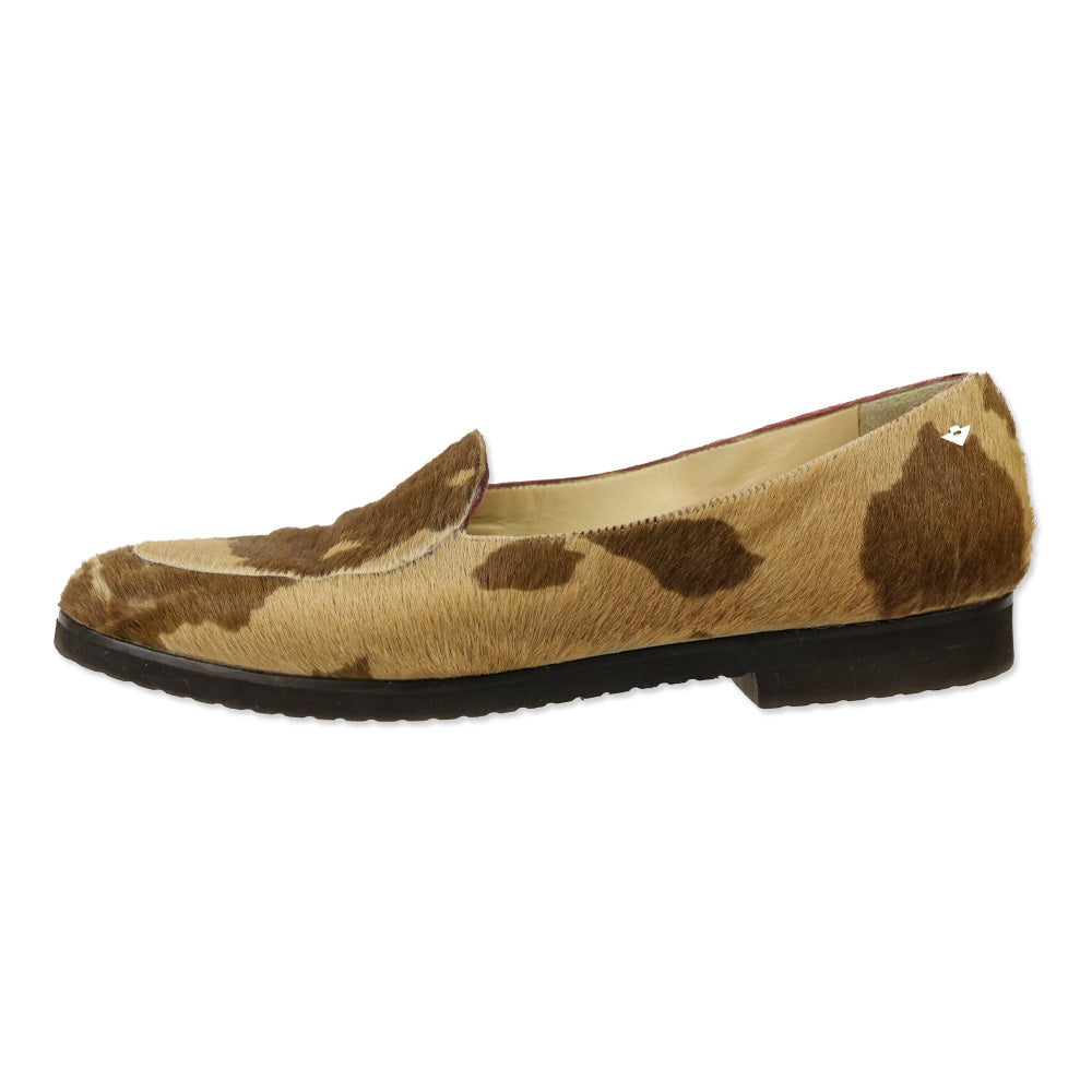 Bottega Veneta Brown Cow Print Pony Hair Loafers