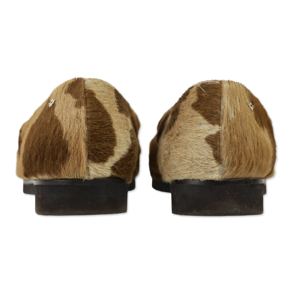 Bottega Veneta Brown Cow Print Pony Hair Loafers