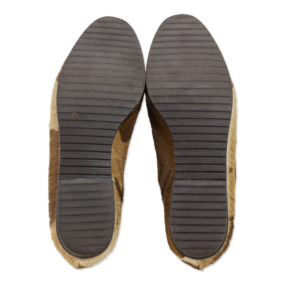Bottega Veneta Brown Cow Print Pony Hair Loafers
