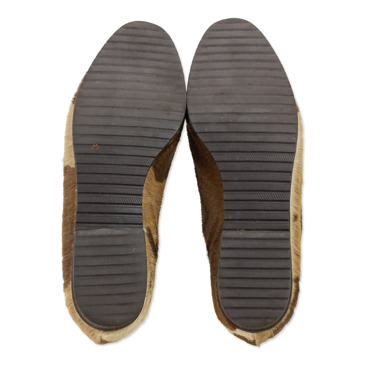 Bottega Veneta Brown Cow Print Pony Hair Loafers