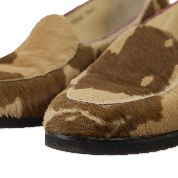 Bottega Veneta Brown Cow Print Pony Hair Loafers