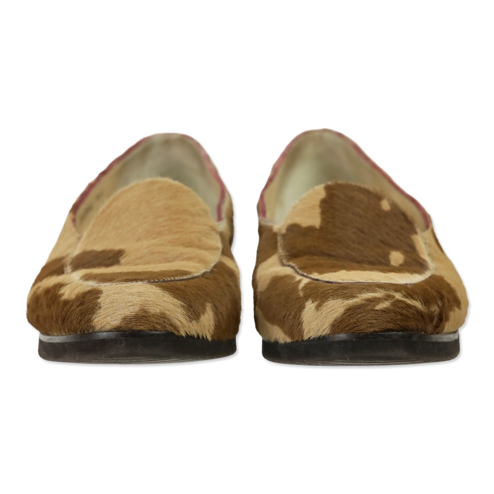 Bottega Veneta Brown Cow Print Pony Hair Loafers