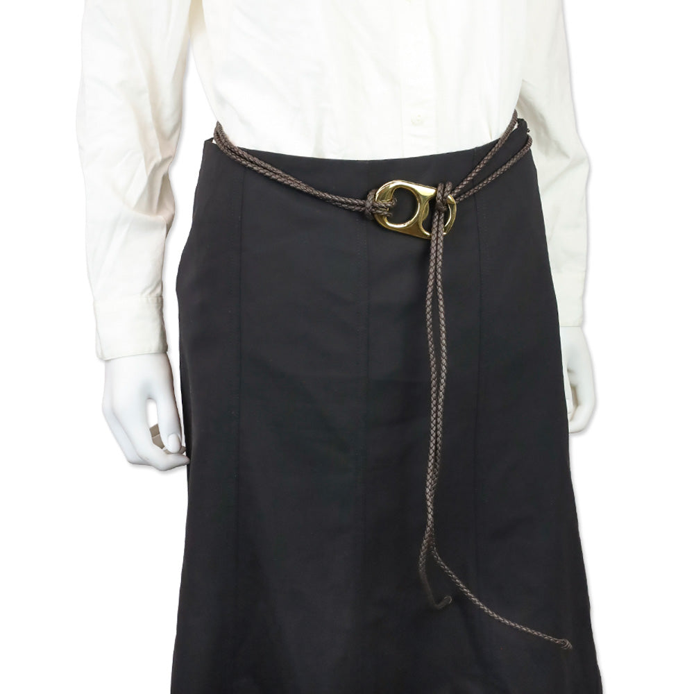 Bottega Veneta Brown Intrecciato Leather Gold Can Opener Buckle Belt