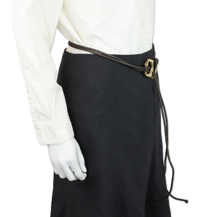 Bottega Veneta Brown Intrecciato Leather Gold Can Opener Buckle Belt