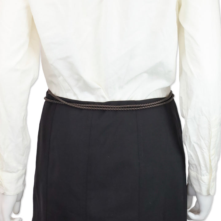 Bottega Veneta Brown Intrecciato Leather Gold Can Opener Buckle Belt