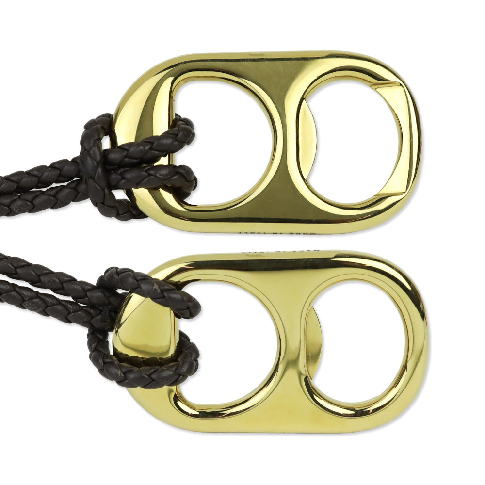 Bottega Veneta Brown Intrecciato Leather Gold Can Opener Buckle Belt