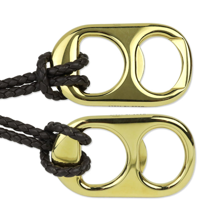 Bottega Veneta Brown Intrecciato Leather Gold Can Opener Buckle Belt