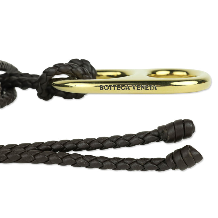 Bottega Veneta Brown Intrecciato Leather Gold Can Opener Buckle Belt