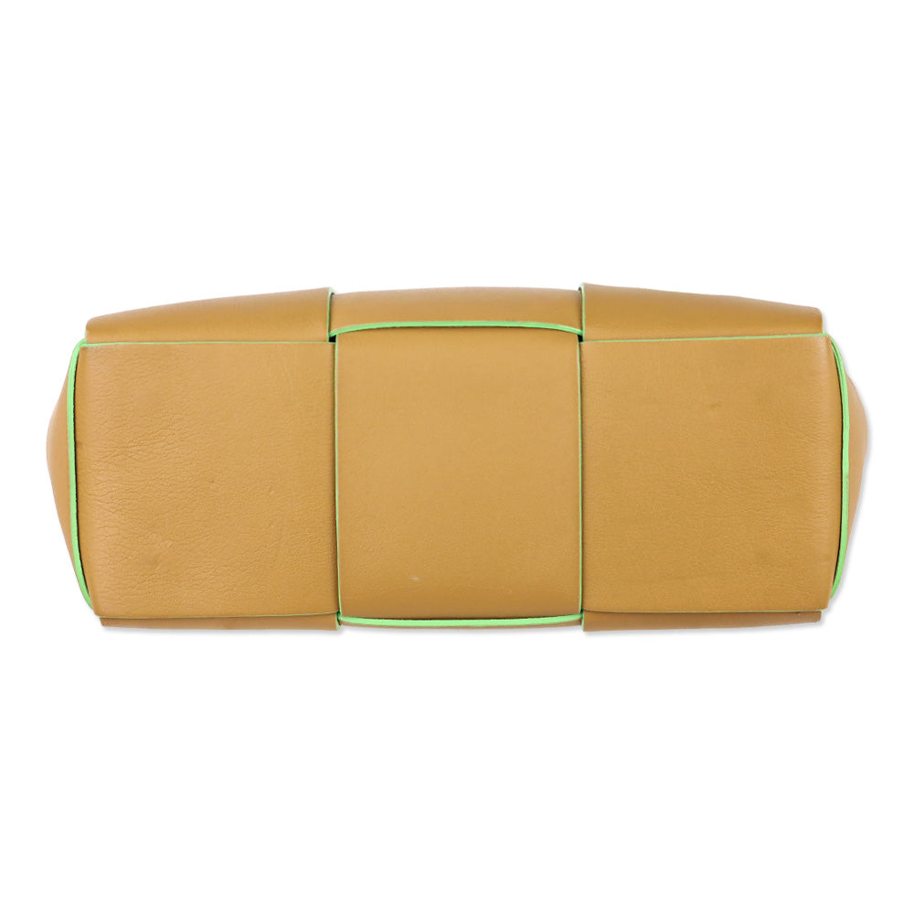 Bottega Veneta Brown/Green Maxi Intrecciato Leather Small Arco Tote