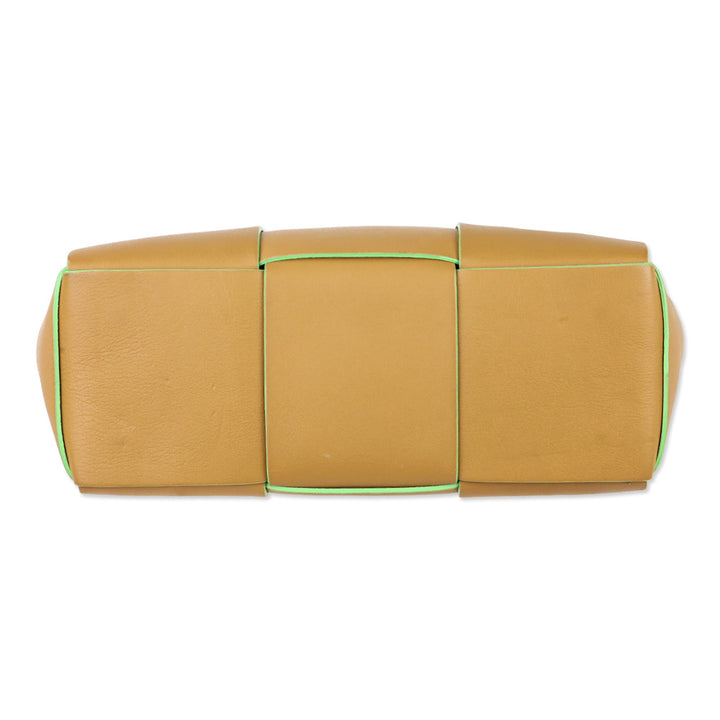Bottega Veneta Brown/Green Maxi Intrecciato Leather Small Arco Tote