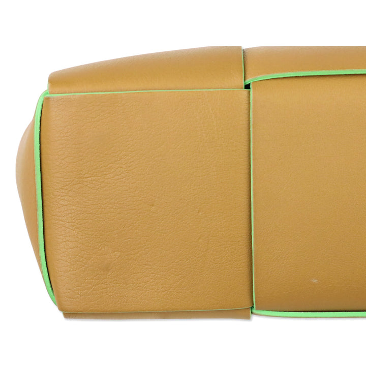 Bottega Veneta Brown/Green Maxi Intrecciato Leather Small Arco Tote