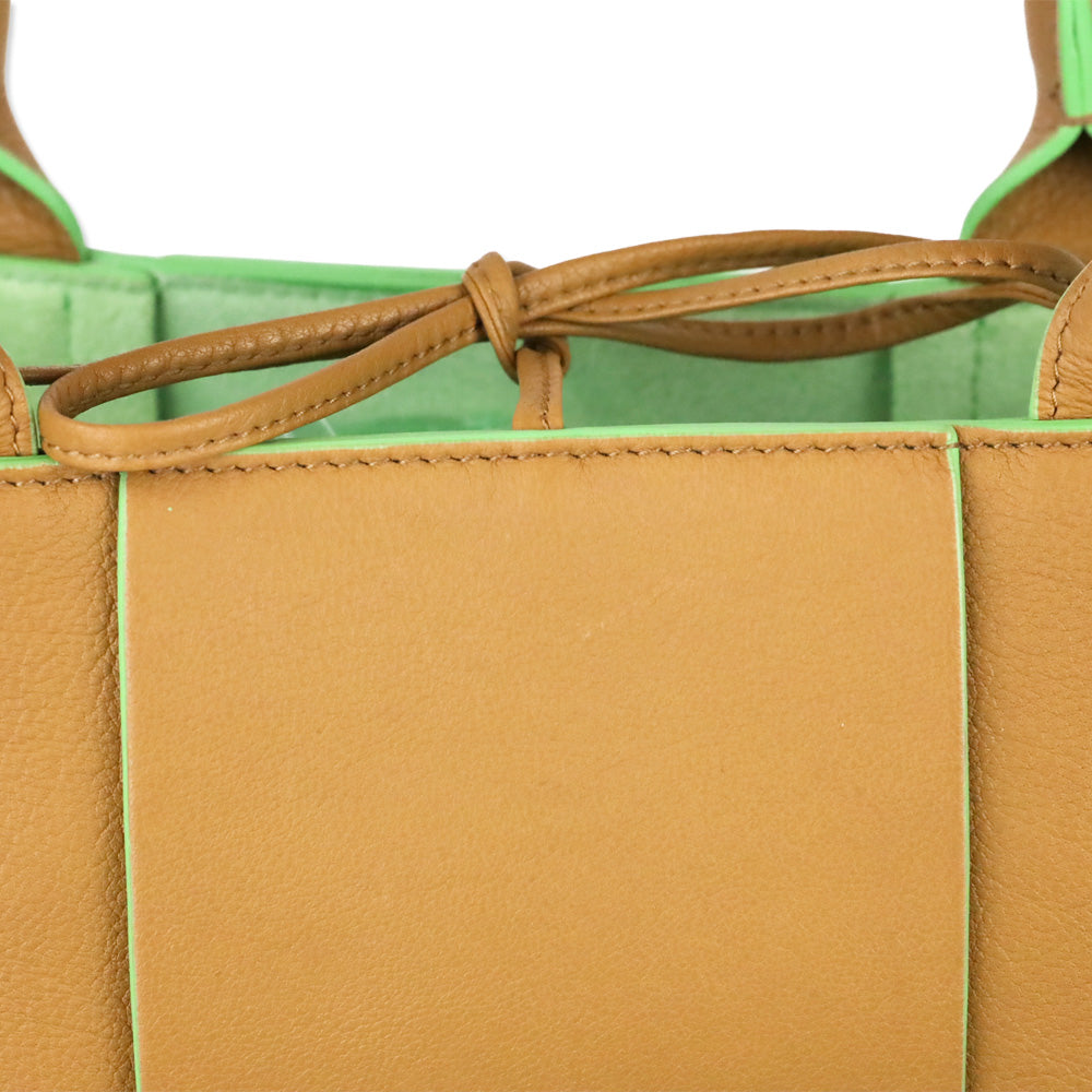 Bottega Veneta Brown/Green Maxi Intrecciato Leather Small Arco Tote