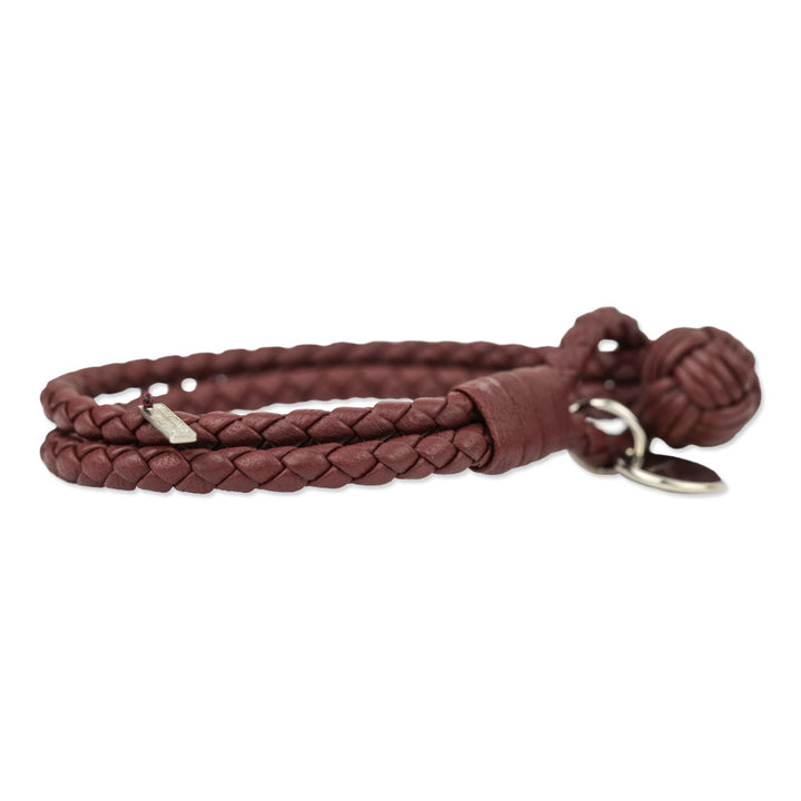 Bottega Veneta Burgundy Intrecciato Leather Double Strand Knot Bracelet
