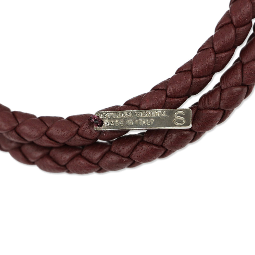Bottega Veneta Burgundy Intrecciato Leather Double Strand Knot Bracelet