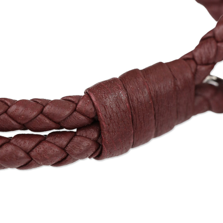 Bottega Veneta Burgundy Intrecciato Leather Double Strand Knot Bracelet