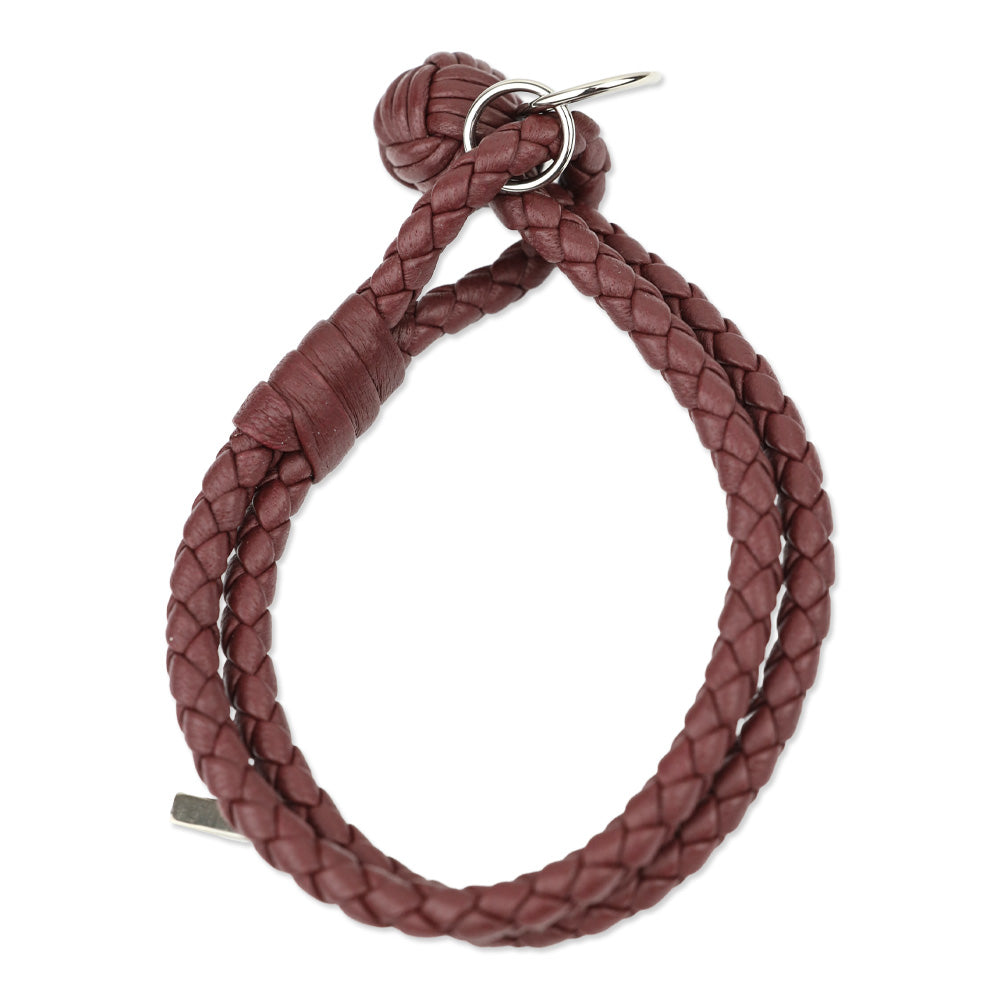 Bottega Veneta Burgundy Intrecciato Leather Double Strand Knot Bracelet