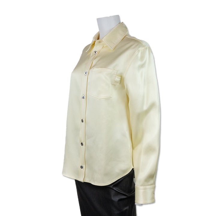 Bottega Veneta Butter Yellow Oversized Silk Twill Button Down