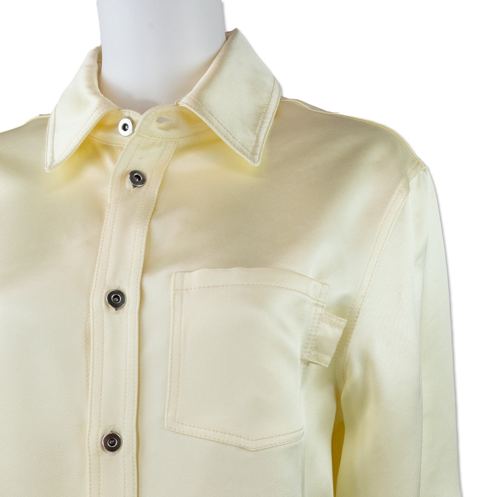 Bottega Veneta Butter Yellow Oversized Silk Twill Button Down