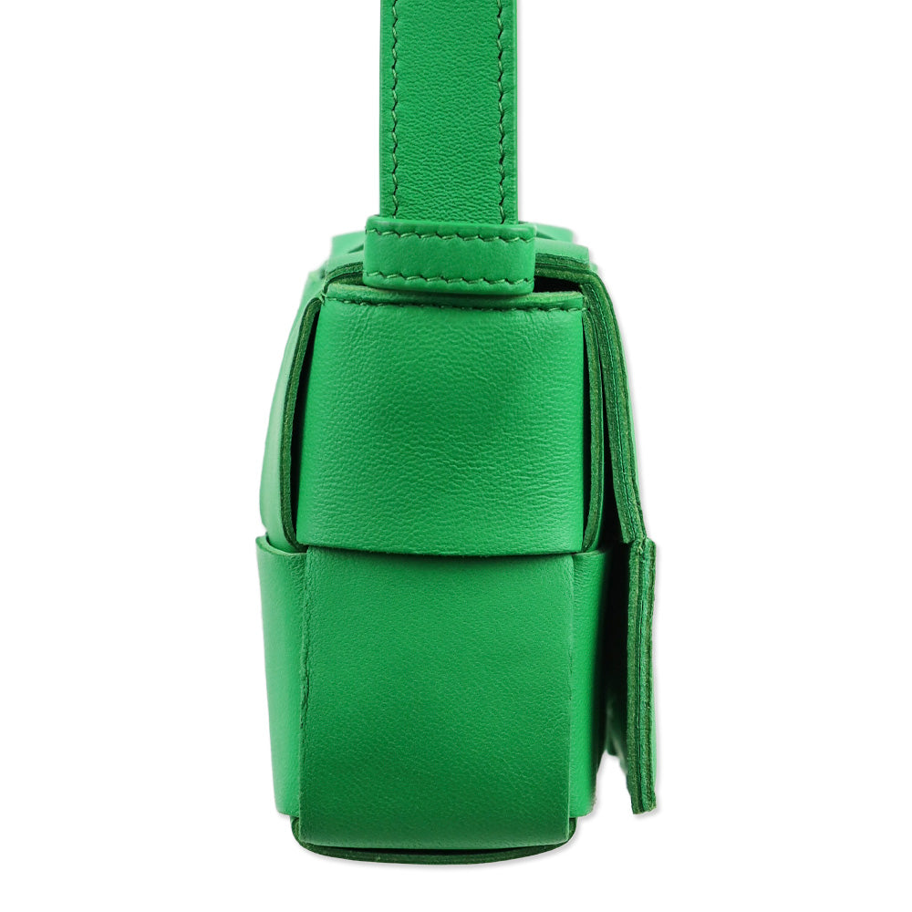 Bottega Veneta Candy Cassette Green Intrecciato Mini Leather Crossbody Bag