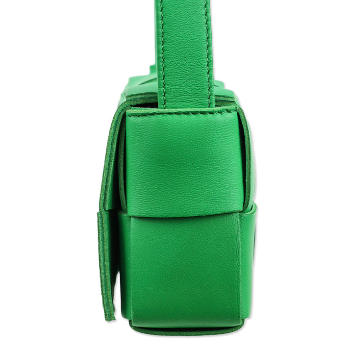 Bottega Veneta Candy Cassette Green Intrecciato Mini Leather Crossbody Bag